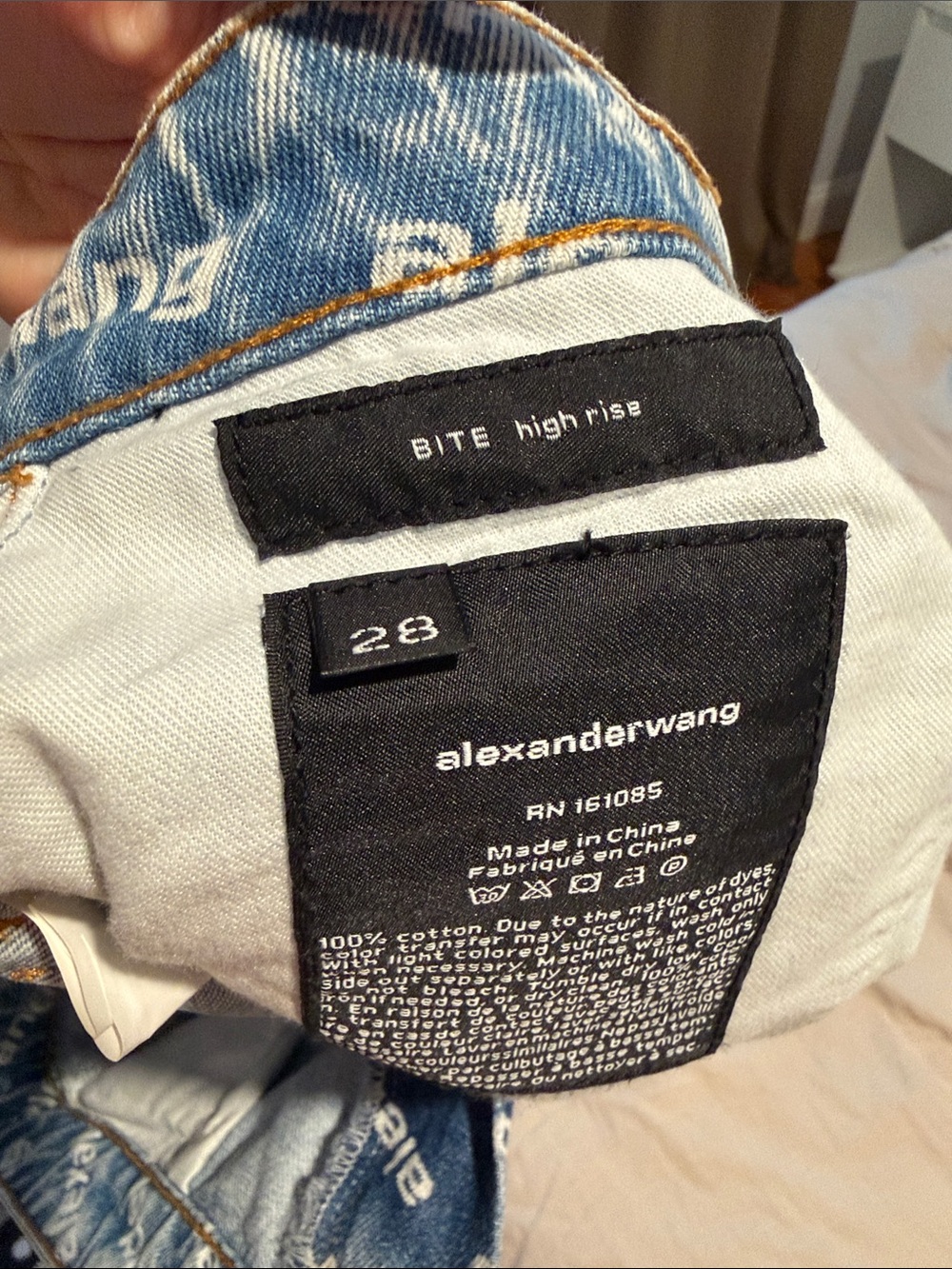 Alexander Wang White Logo Light Blue Denim Cutoff Shorts - Picture 3 of 4